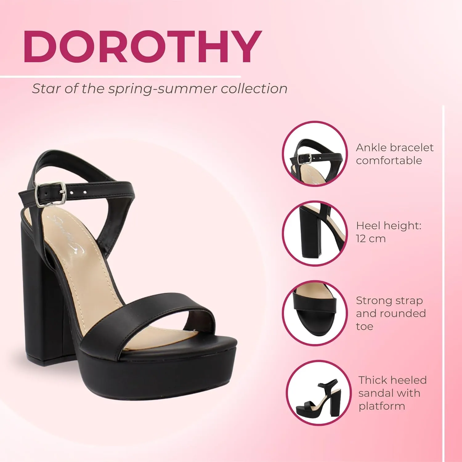 | DOROTHY Women's Platform Chunky Heel Sandals with Platform Patent Leather - Elegant and Versatile Open Toe Dress Shoes