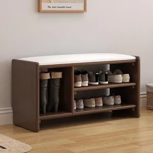2-Tier Bamboo Shoe Bench,Shoe Rack Boot Organizer,Waterproof Pu Leather,Reserve Skirting Line,for Bed Room Living Room,Entryway,Style 4,60cm
