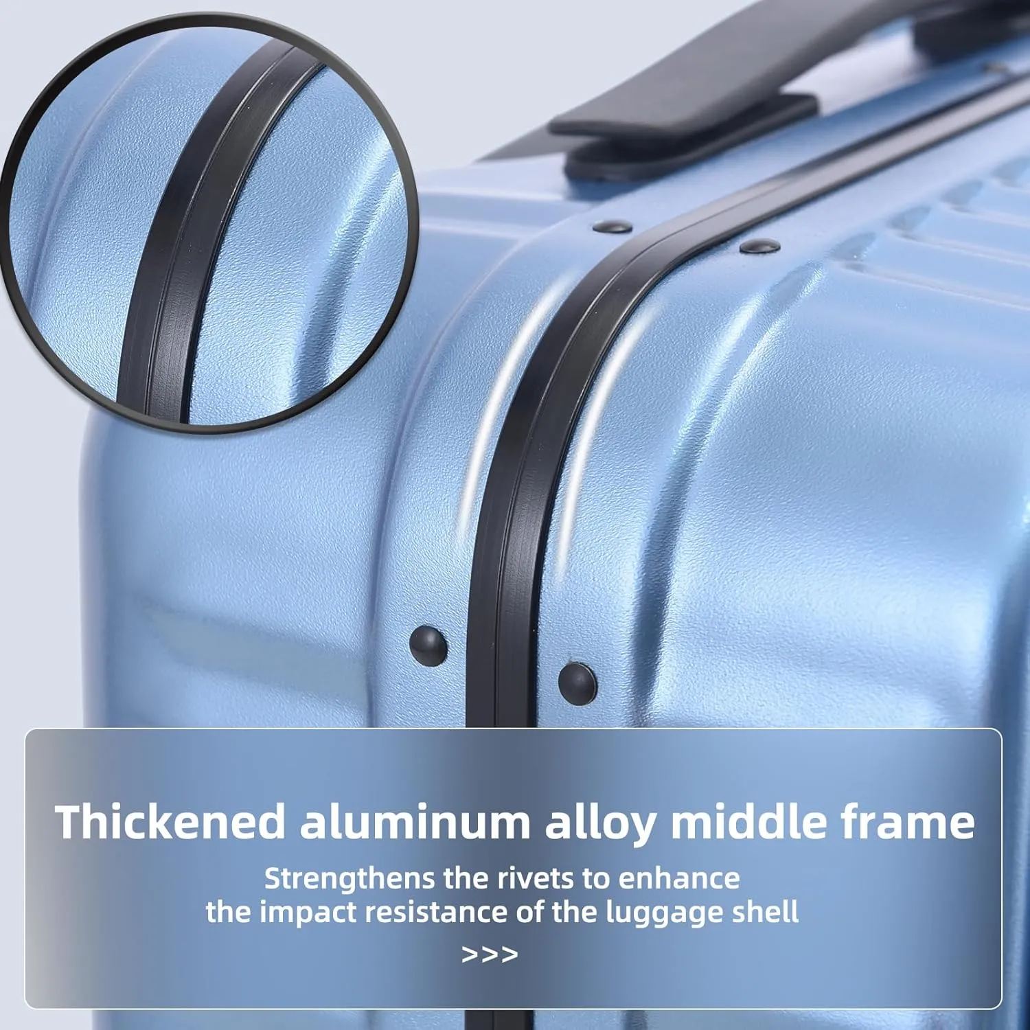 29 Inch Aluminum Checked Luggage with Side Opening Zipper, 40 * 37 * 77cm, 113L, Lightweight Hardshell ABS PC Suitcase with TSA Lock, 360° Universal Wheels, Dark Blue