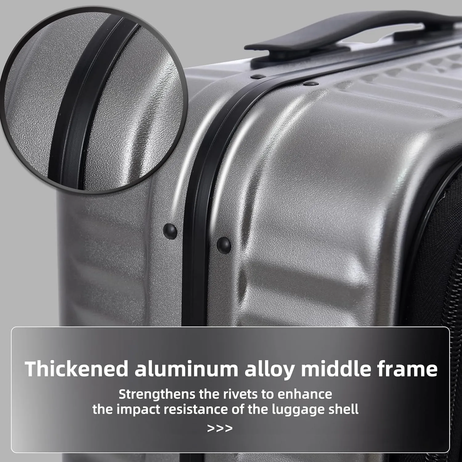 29 Inch Aluminum Checked Luggage with Side Opening Zipper, 40 * 37 * 77cm, 113L, Lightweight Hardshell ABS PC Suitcase with TSA Lock, 360° Universal Wheels, Dark Gray