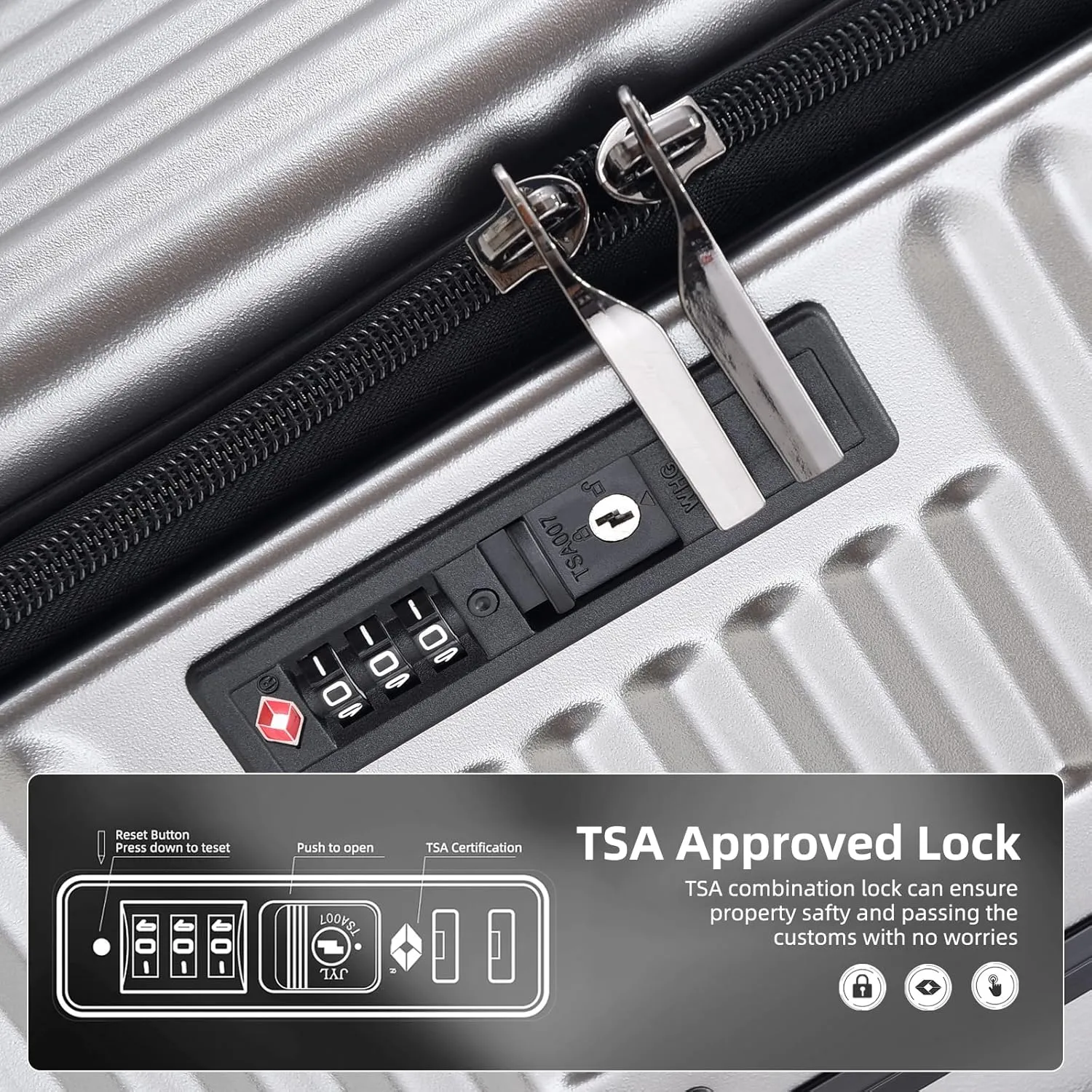 29 Inch Aluminum Checked Luggage with Side Opening Zipper, 40 * 37 * 77cm, 113L, Lightweight Hardshell ABS PC Suitcase with TSA Lock, 360° Universal Wheels, Dark Gray
