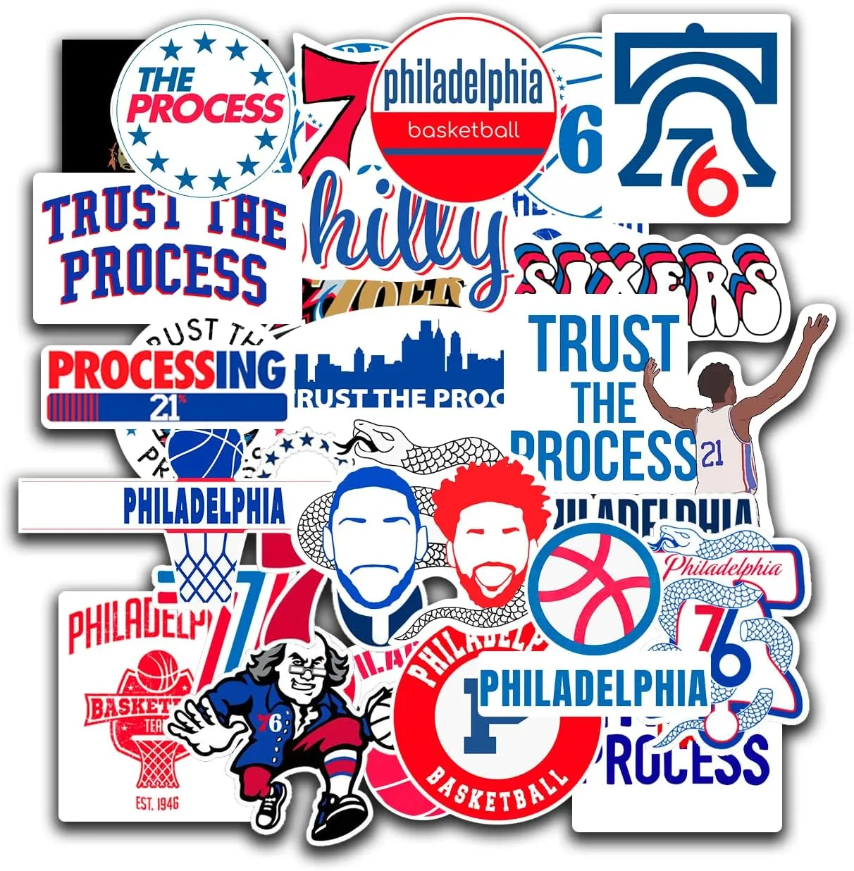 31 PCS American Basketball Stickers Water Bottle, Laptop, Bicycle, Computer, Motorcycle, Travel Case, Car Decoration – Waterproof Vinyl Stickers for Kids, Teens, Adults, Sports Fans – 2-2.5 Inches