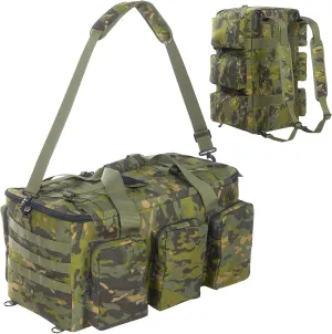 55L Tactical Military Duffle Bag with Compartments and Straps for Men, Large Size Sports Gym Duffel Bag for Weekender Travel Camping (Camo Green)