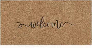 AAZZKANG Brown Door Mat Large 18"x48" Outdoor Welcome Mat with Non Slip Rubber Backing Easy to Clean Entry Doormat for Indoor High Traffic Areas Front Door