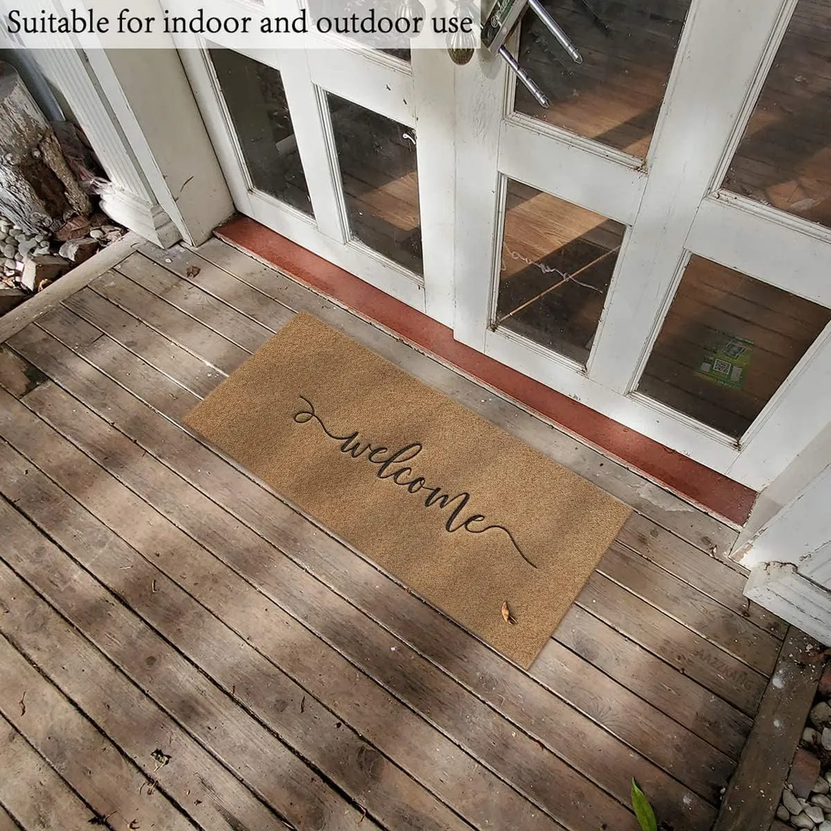 AAZZKANG Brown Door Mat Large 18"x48" Outdoor Welcome Mat with Non Slip Rubber Backing Easy to Clean Entry Doormat for Indoor High Traffic Areas Front Door