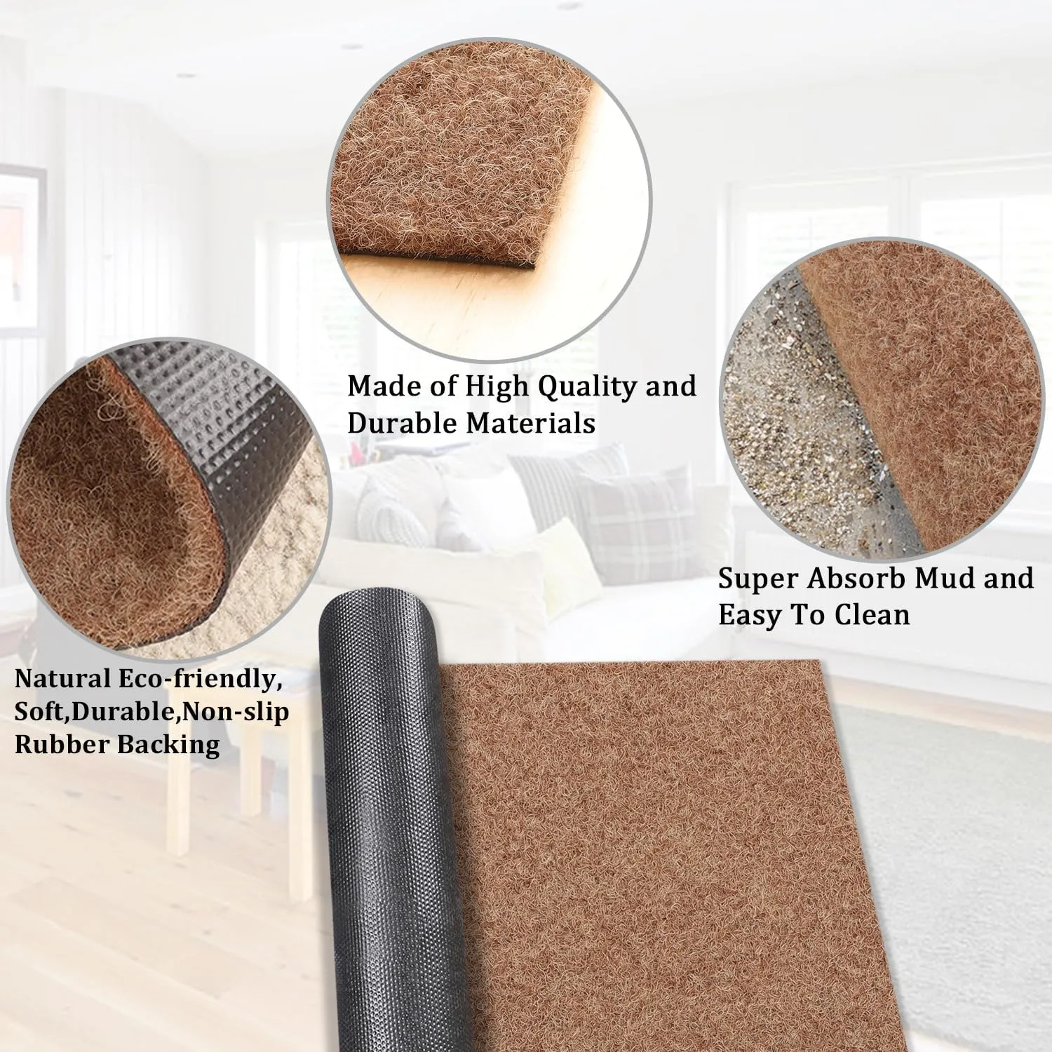 AAZZKANG Door Mats Outdoor 2 Pack Multi-Purpose Blank Doormat Large 36"x24" Non Slip Shoe Mat Ultra Absorb Mud Easy to Clean for Outside,Inside,Garden Entrance Brown