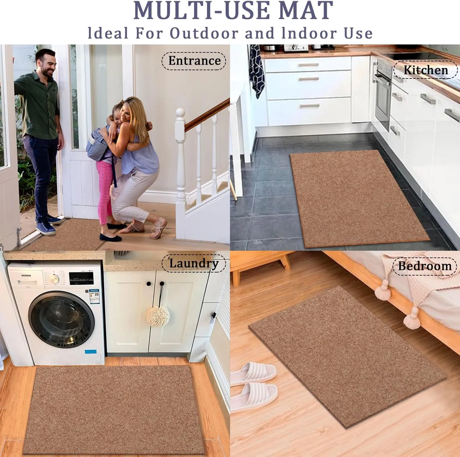AAZZKANG Door Mats Outdoor 2 Pack Multi-Purpose Blank Doormat Large 36"x24" Non Slip Shoe Mat Ultra Absorb Mud Easy to Clean for Outside,Inside,Garden Entrance Brown