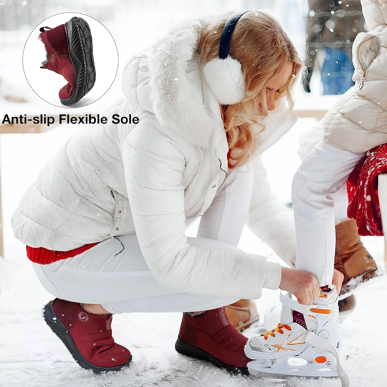 Alicegana Womens Snow Boots Winter Shoes Warm Fur Lined Ankle Booties Slip On Waterproof Boots Non Slip Women Boot