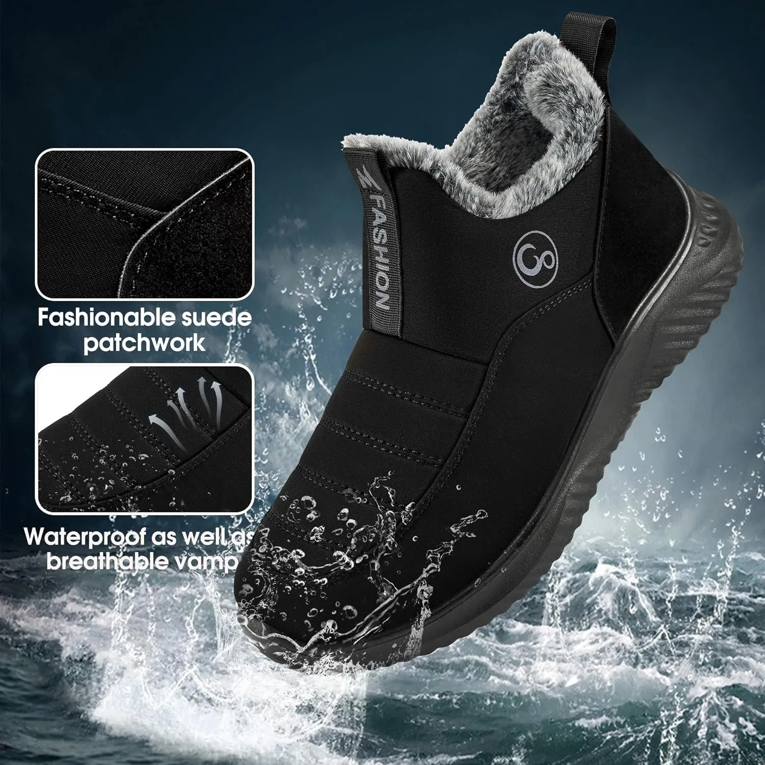 Alicegana Womens Snow Boots Winter Shoes Warm Fur Lined Ankle Booties Slip On Waterproof Boots Non Slip Women Boot