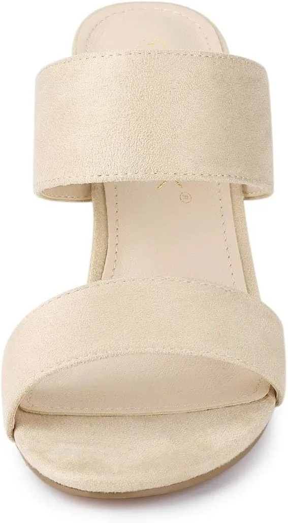 Allegra K Women's Opened Toe Block Heeled Slide Sandals