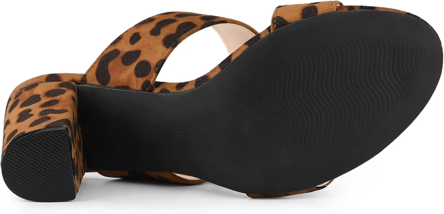 Allegra K Women's Opened Toe Block Heeled Slide Sandals
