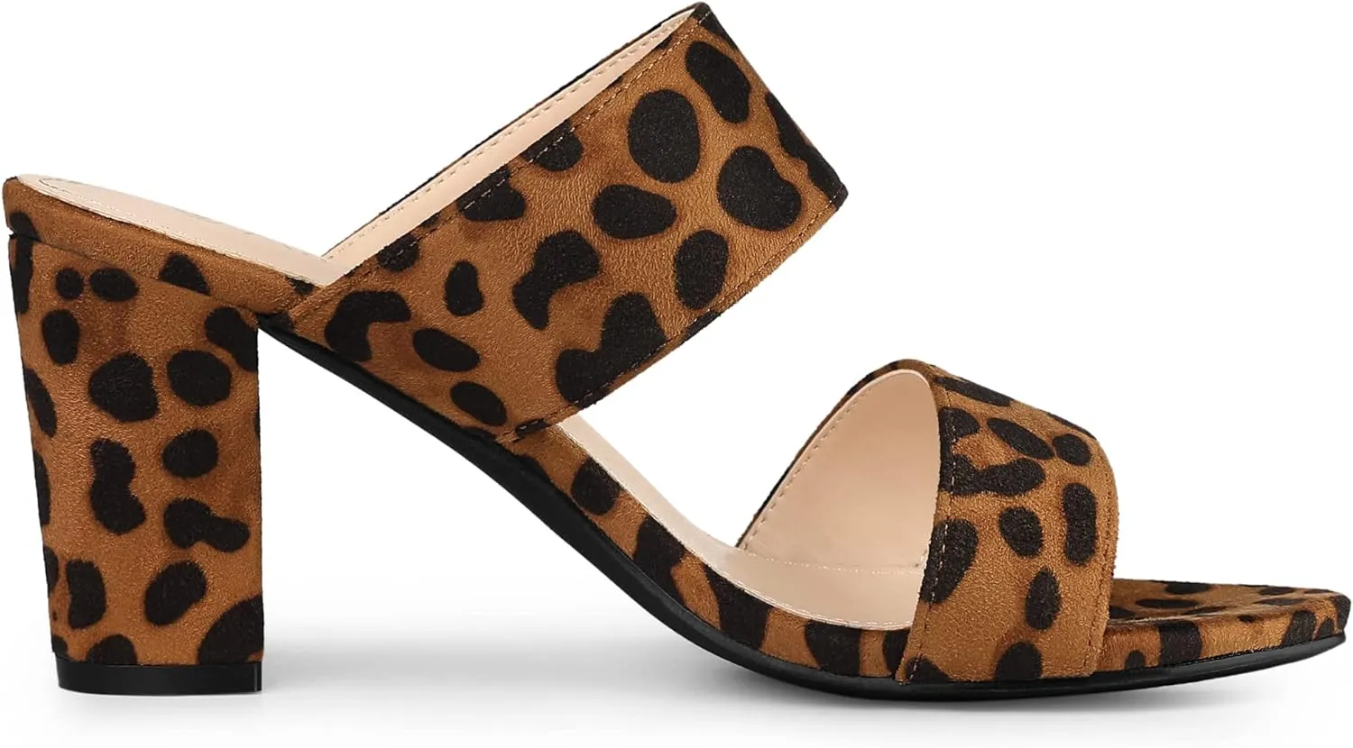 Allegra K Women's Opened Toe Block Heeled Slide Sandals