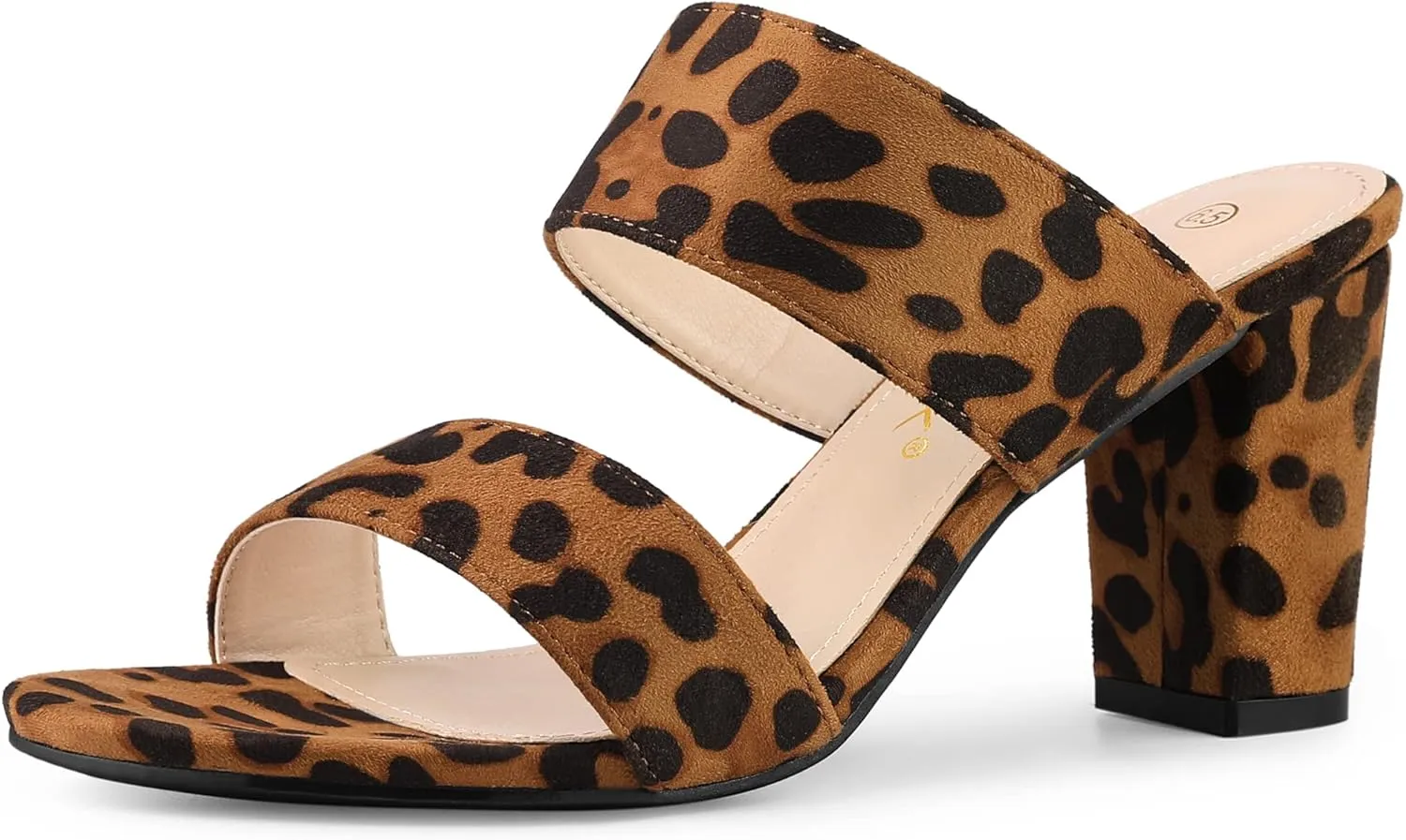 Allegra K Women's Opened Toe Block Heeled Slide Sandals