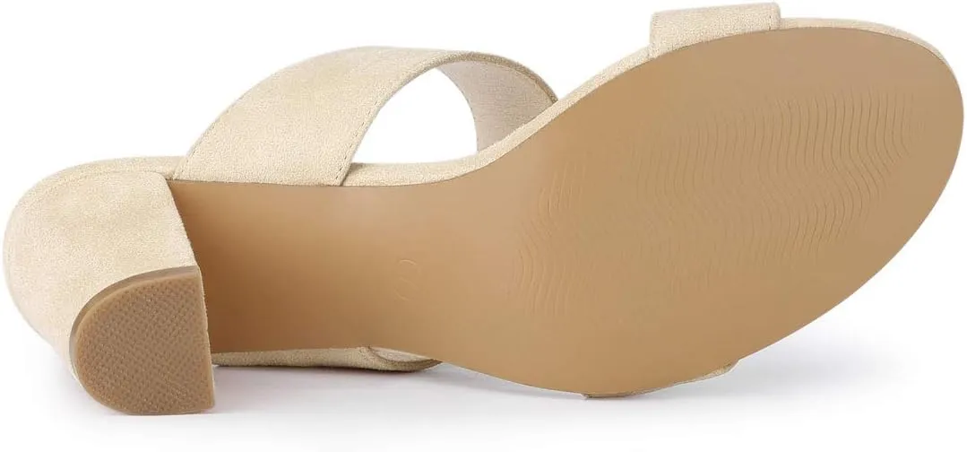 Allegra K Women's Opened Toe Block Heeled Slide Sandals
