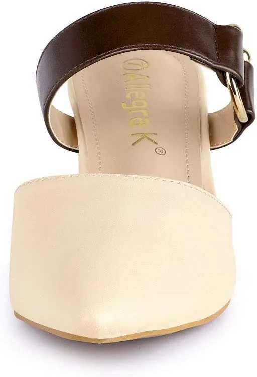 Allegra K Women's Pointed Toe Chunky Heel Dress Mules Pumps