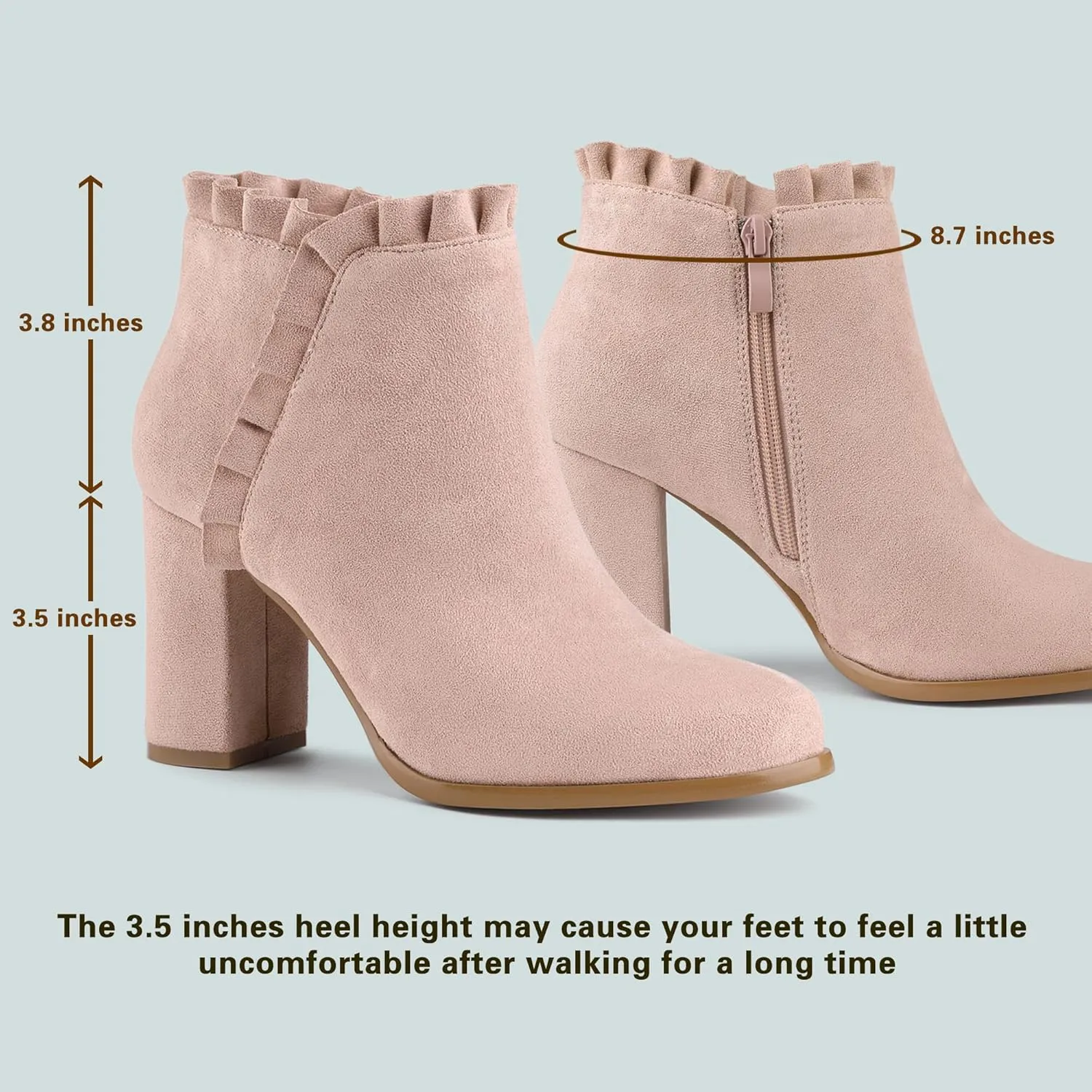 Allegra K Women's Ruffle Block Heel Ankle Boots