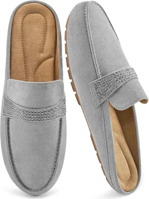 Almusen Mules for Women Flats Shoes: Comfortable Round Toe Slip on Walking Backless Mule Slides for Business Office