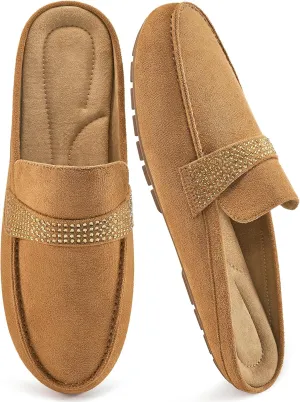 Almusen Mules for Women Flats Shoes: Comfortable Round Toe Slip on Walking Backless Mule Slides for Business Office