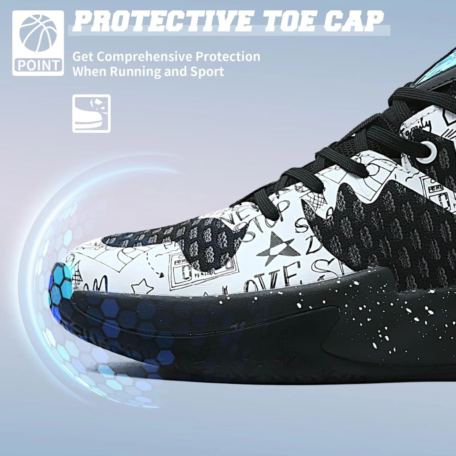 ASHION Men Basketball Shoes Arch Support Mens Sneakers Anti Slip Breathable Comfortable High Top Sports Running Walking Tennis Shoes
