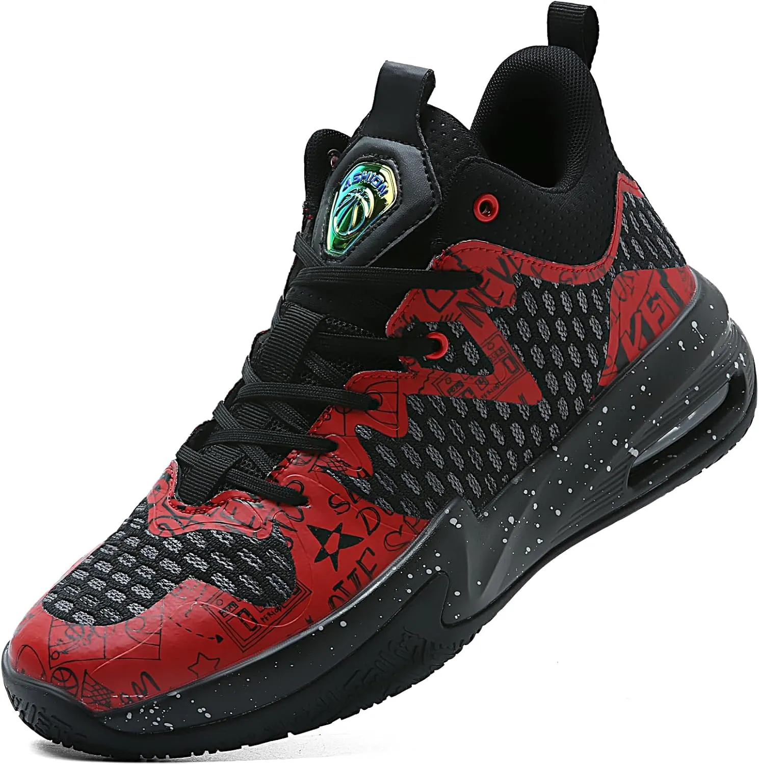 ASHION Men Basketball Shoes Arch Support Mens Sneakers Anti Slip Breathable Comfortable High Top Sports Running Walking Tennis Shoes