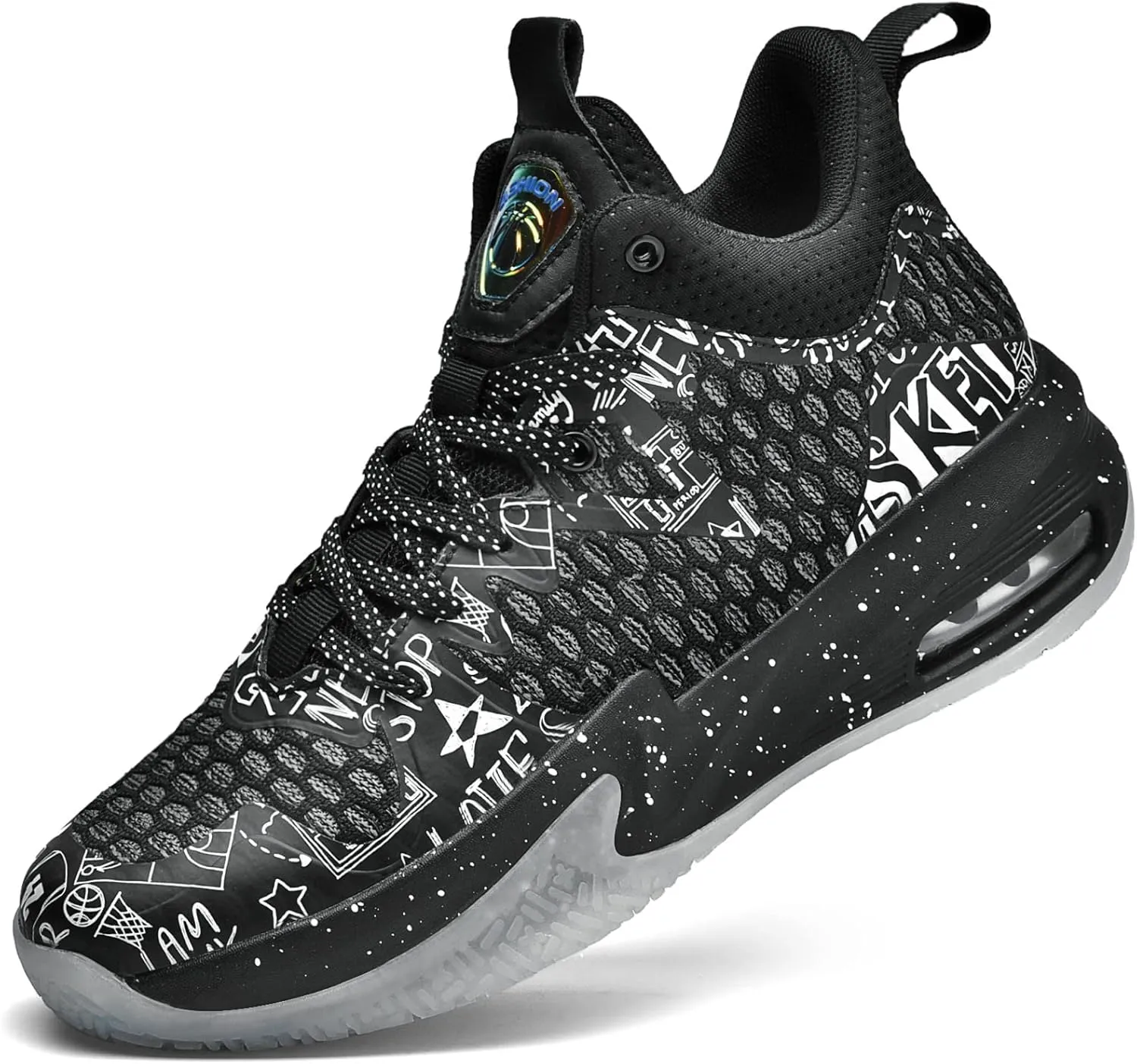 ASHION Men Basketball Shoes Arch Support Mens Sneakers Anti Slip Breathable Comfortable High Top Sports Running Walking Tennis Shoes
