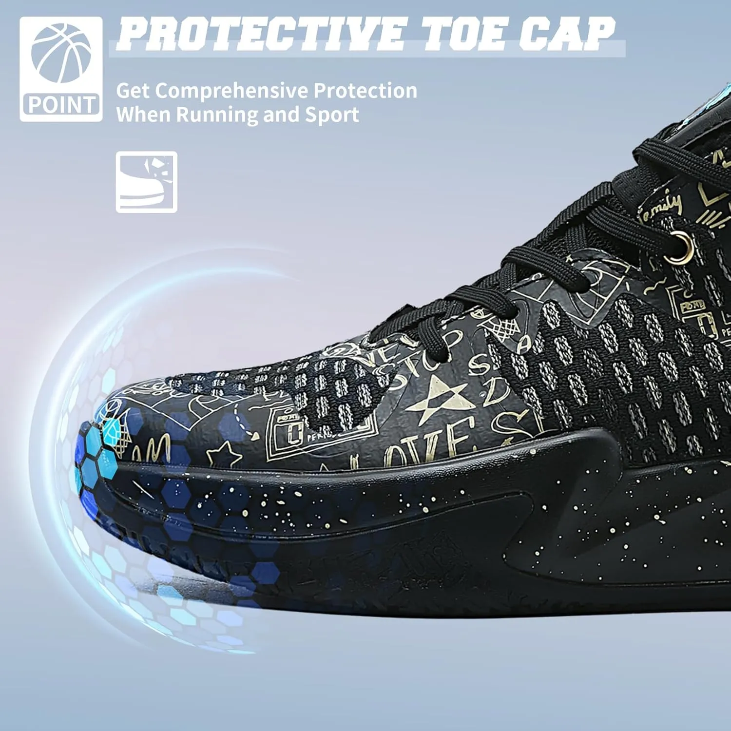 ASHION Men Basketball Shoes Arch Support Mens Sneakers Anti Slip Breathable Comfortable High Top Sports Running Walking Tennis Shoes