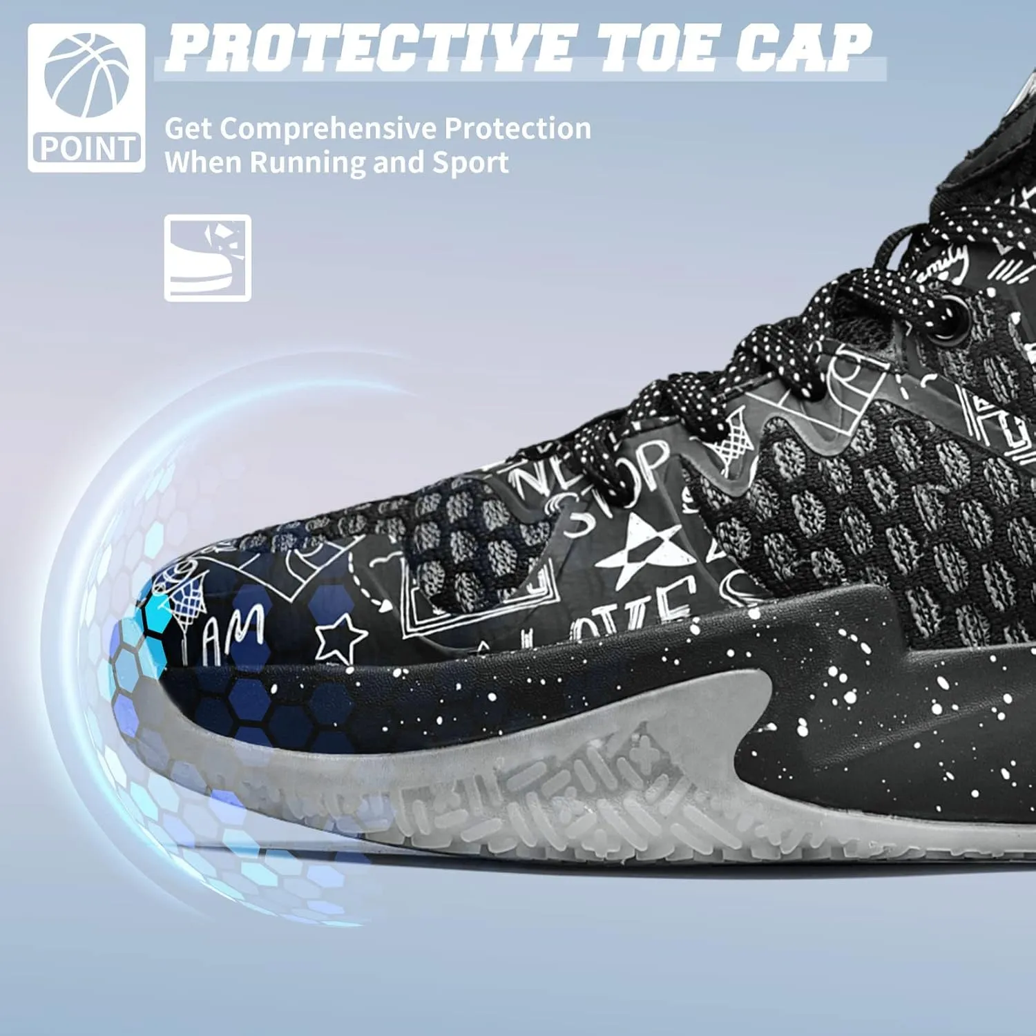 ASHION Men Basketball Shoes Arch Support Mens Sneakers Anti Slip Breathable Comfortable High Top Sports Running Walking Tennis Shoes