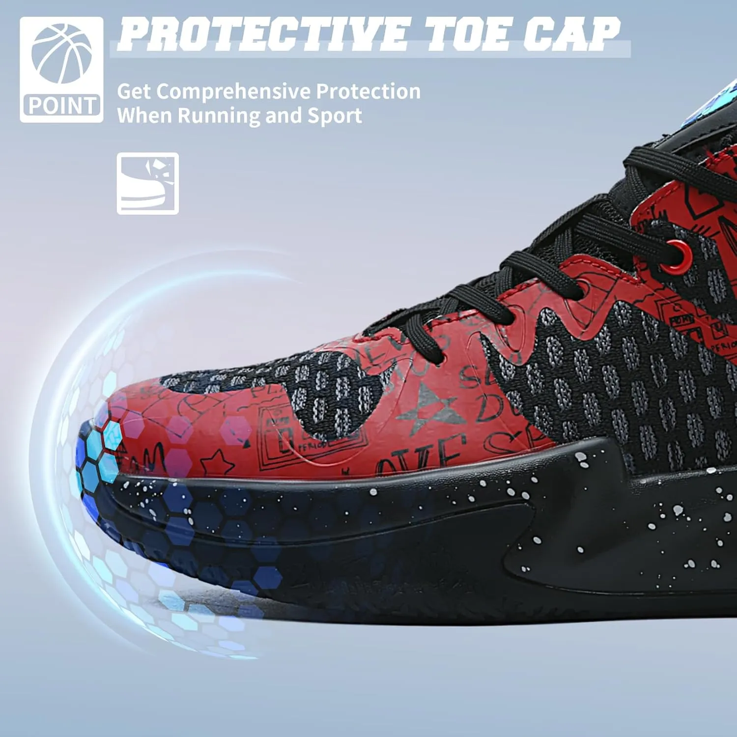 ASHION Men Basketball Shoes Arch Support Mens Sneakers Anti Slip Breathable Comfortable High Top Sports Running Walking Tennis Shoes