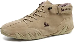 Asifn Men Outdoor Work Snow Boots Cold Weather Casual Shoes Leather Lace up Boat Plush Rubber Sports