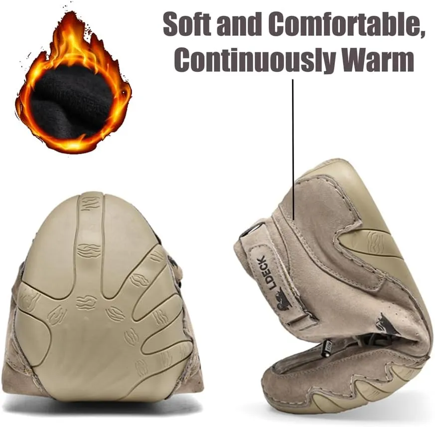 Asifn Men Outdoor Work Snow Boots Cold Weather Casual Shoes Leather Lace up Boat Plush Rubber Sports