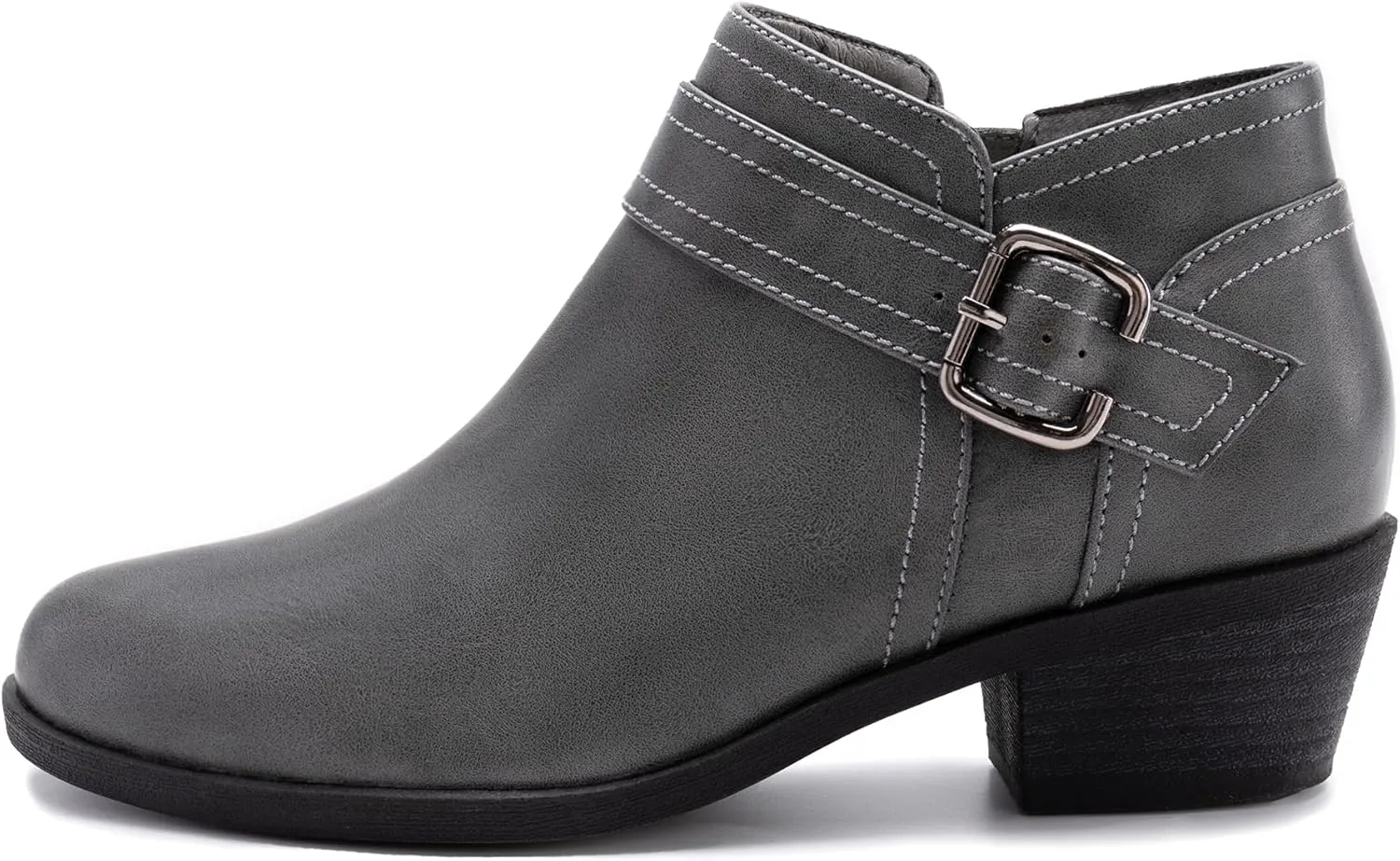 Athlefit Women's Chunky Low Heel Ankle Boots Classic Pointed Toe Side Zipper Booties