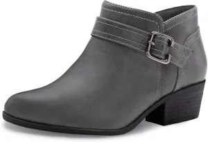 Athlefit Women's Chunky Low Heel Ankle Boots Classic Pointed Toe Side Zipper Booties