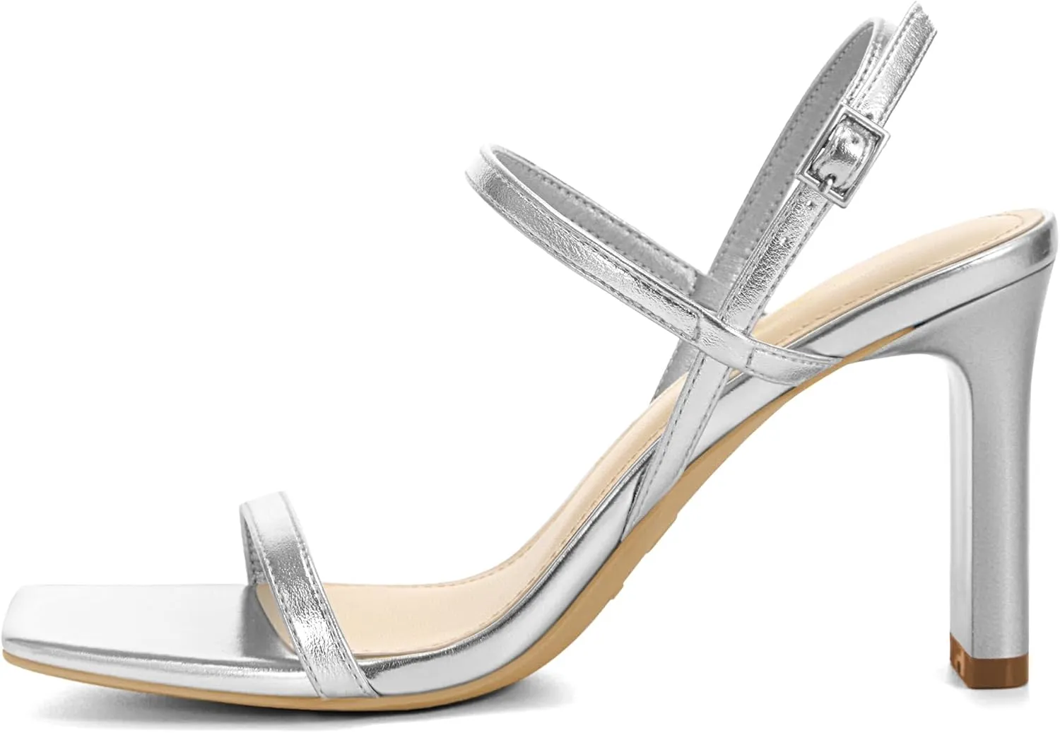 Athlefit Women's Strappy High Heels Square Open Toe Heeled Sandals Ankle Strap Dressy Wedding Party Shoes