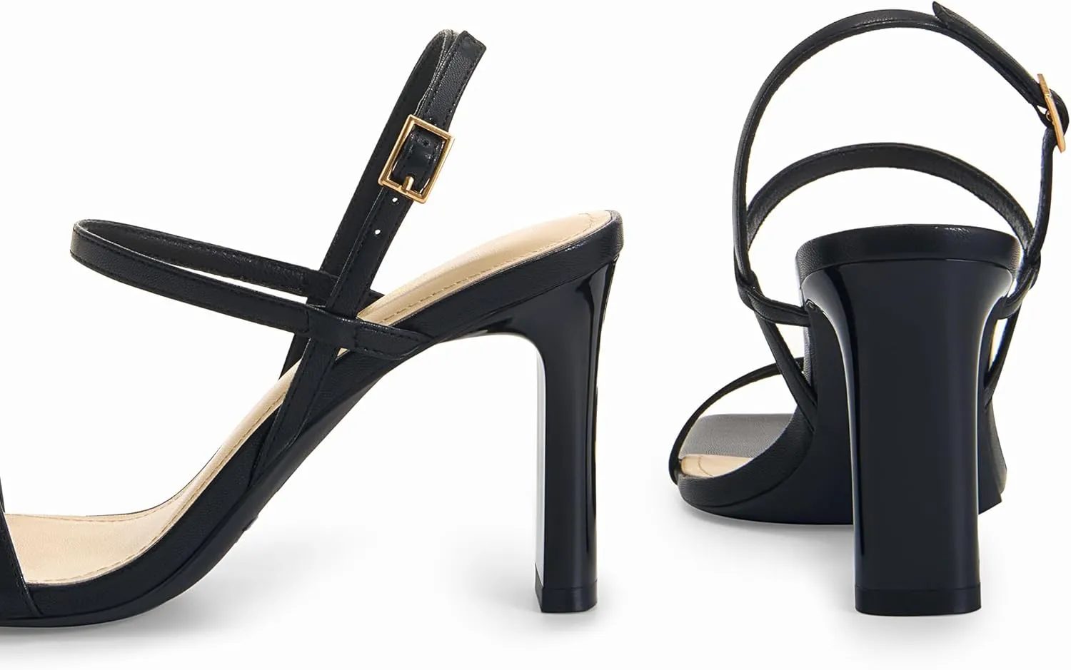 Athlefit Women's Strappy High Heels Square Open Toe Heeled Sandals Ankle Strap Dressy Wedding Party Shoes