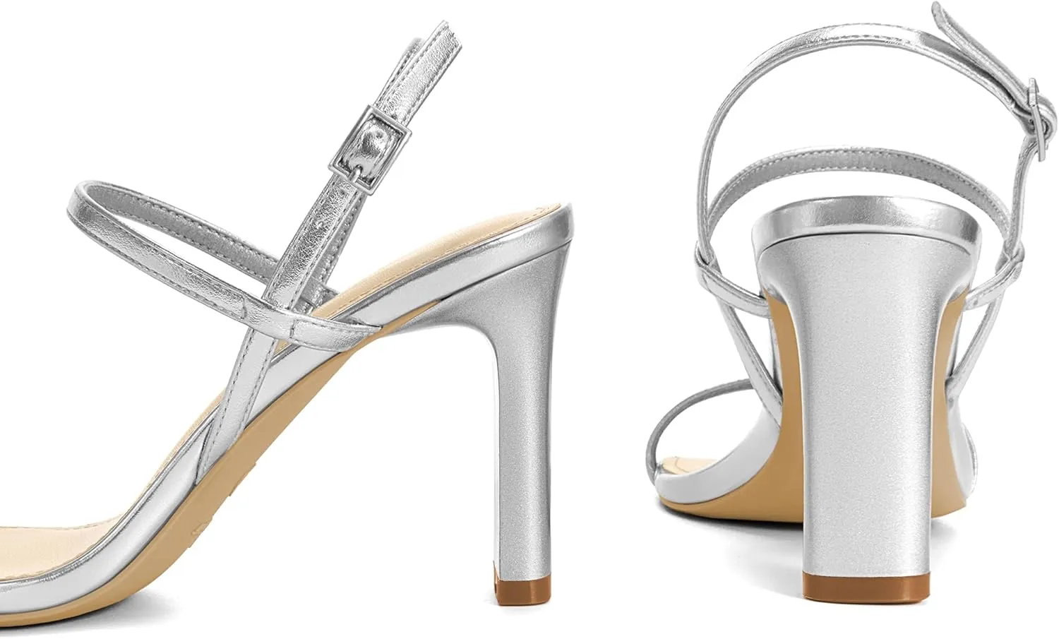 Athlefit Women's Strappy High Heels Square Open Toe Heeled Sandals Ankle Strap Dressy Wedding Party Shoes