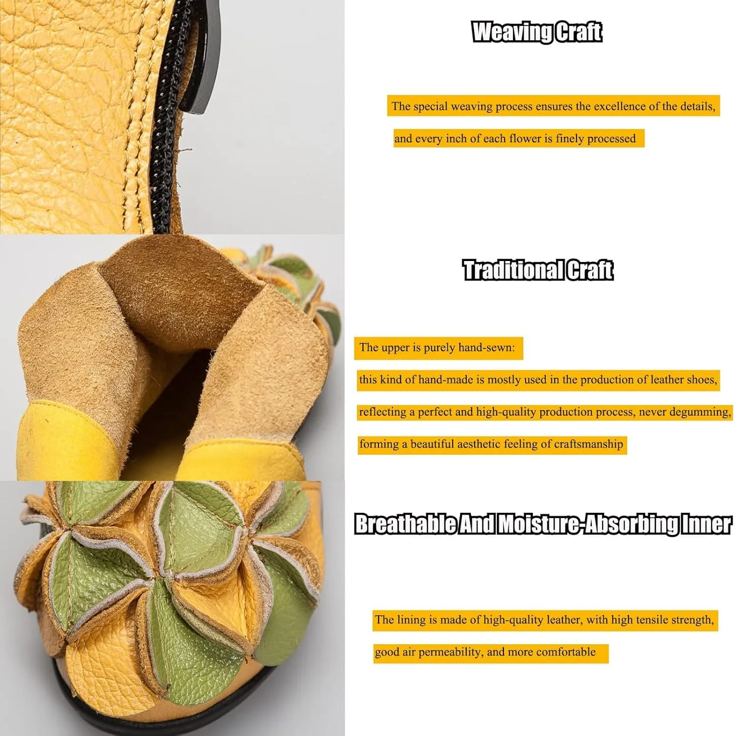 AUNTHUI Women's Leather Fleece Hand-Stitched Wedge Bohemian Flower Ankle Boots,Back Zipper Warm Non-Slip Retro Casual Shoes