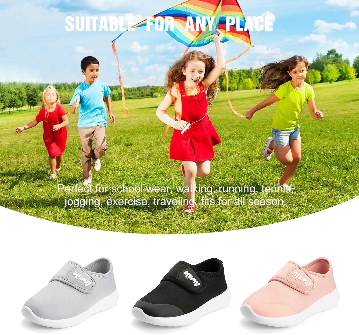 AWALE Toddler Walking Shoes Slip On Toddler Shoes Boys Girls Kids Sports Sneakers Casual School Tennis Shoes