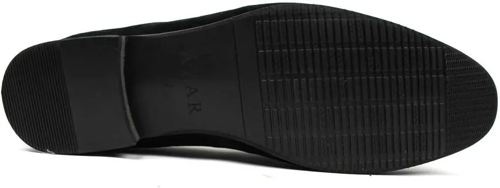 AZAR Tuxedo Slip Men's Dress Shoes Velvet Satin Bow On Top