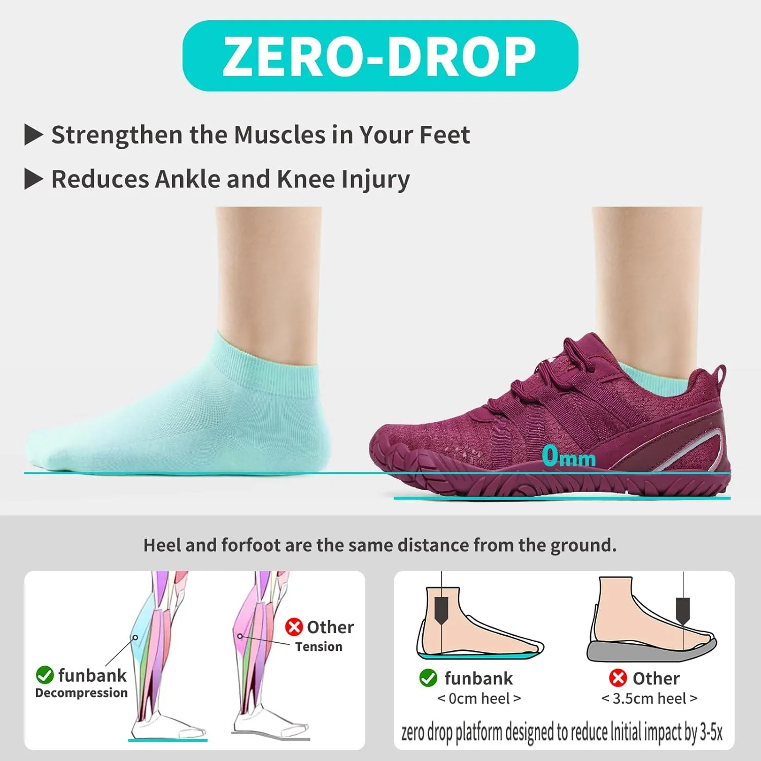 Barefoot Shoes Women Men Minimalist Zero Drop Wide Toe Box Water Shoes Hiking Barefoot Footwear Unisex Sneakers for Workout Cross-Trainer Walking Running Camping Beach Weightlifting Grounding Sport