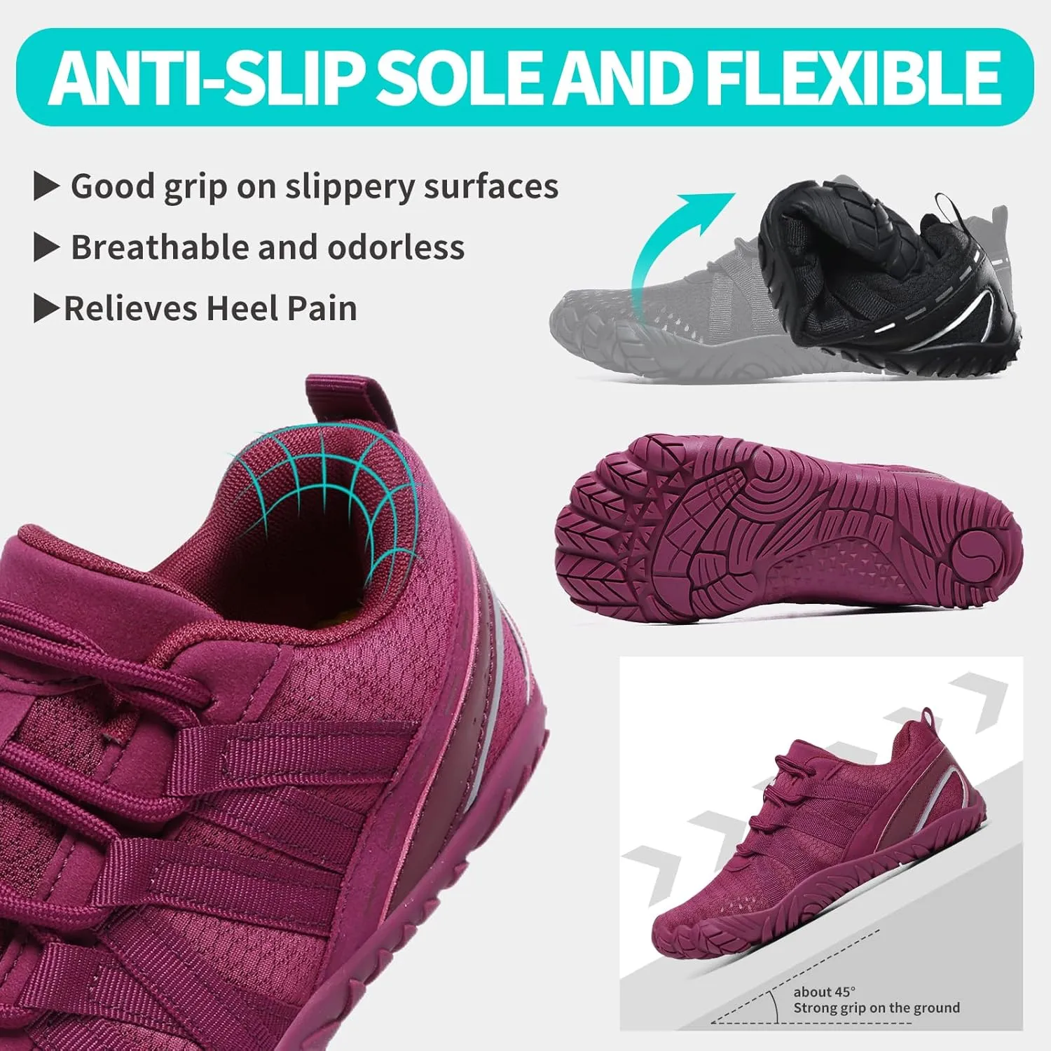 Barefoot Shoes Women Men Minimalist Zero Drop Wide Toe Box Water Shoes Hiking Barefoot Footwear Unisex Sneakers for Workout Cross-Trainer Walking Running Camping Beach Weightlifting Grounding Sport
