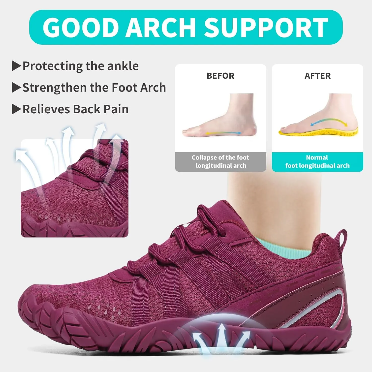 Barefoot Shoes Women Men Minimalist Zero Drop Wide Toe Box Water Shoes Hiking Barefoot Footwear Unisex Sneakers for Workout Cross-Trainer Walking Running Camping Beach Weightlifting Grounding Sport