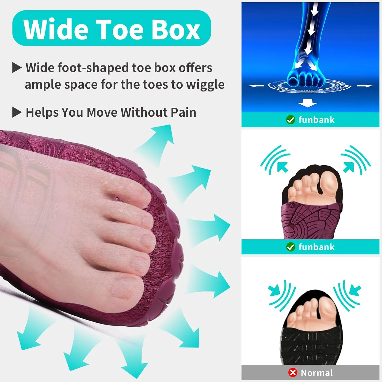 Barefoot Shoes Women Men Minimalist Zero Drop Wide Toe Box Water Shoes Hiking Barefoot Footwear Unisex Sneakers for Workout Cross-Trainer Walking Running Camping Beach Weightlifting Grounding Sport