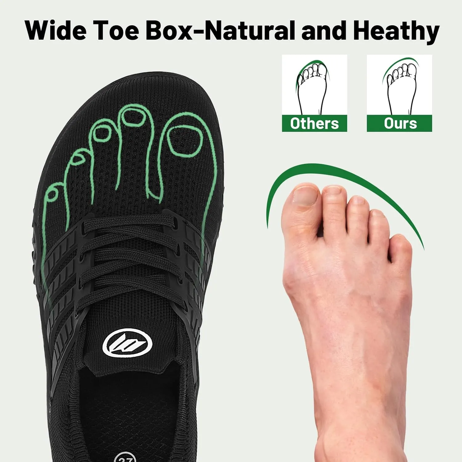 Barefoot Shoes Women Men Wide Toe Box Zero Drop Minimalist Sneakers Casual Breathable Walking Shoe Hiking Barefoot Footwear for Walking Running Camping Beach Grounding Sport