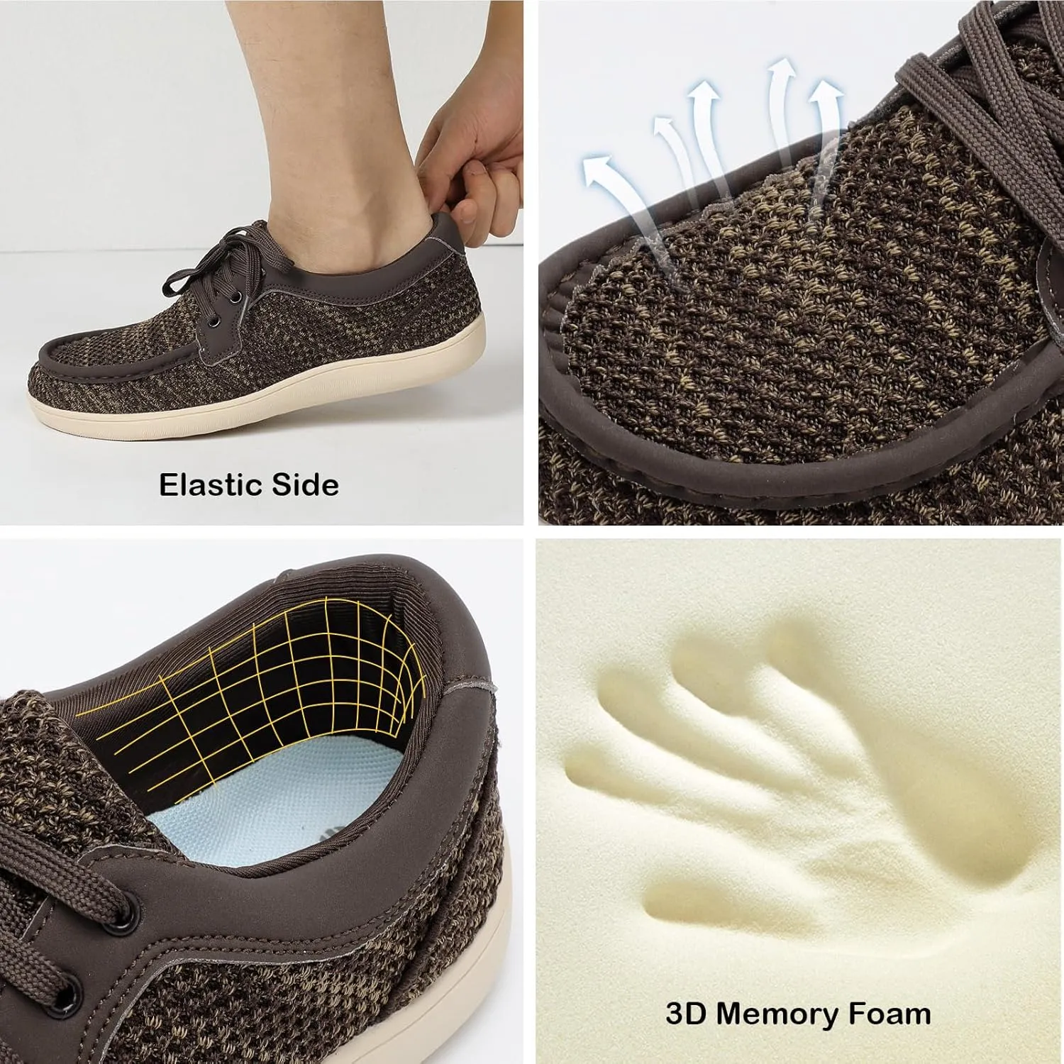 BARERUN Men's Barefoot Slip on Walking Shoes Wide Toe Box Running Shoes Casual Fashion Sneakers Comfortable Light-Weight Men's Loafers Business Dress Shoes for Driving Jogging Wedding Church Office