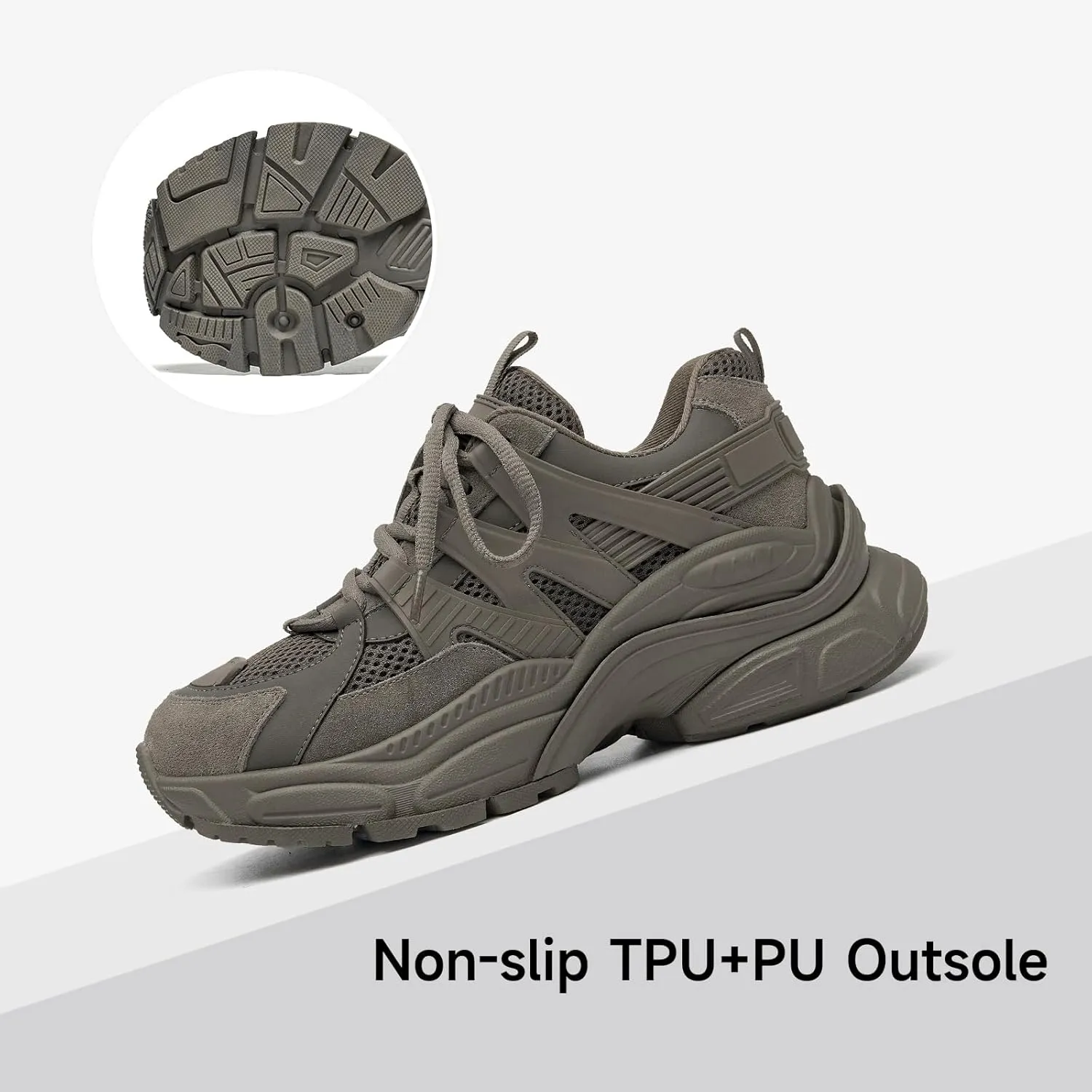 BEAU TODAY Chunky Sneakers for Women, Fashion Platform Sneakers Dad Shoes for Women, Casual Lace-up Walking Shoes