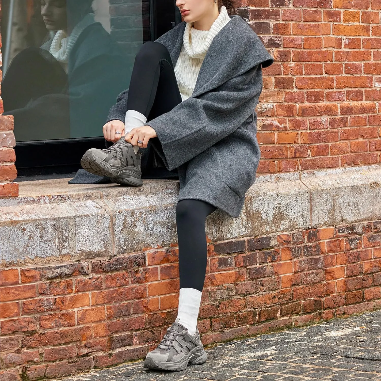BEAU TODAY Chunky Sneakers for Women, Fashion Platform Sneakers Dad Shoes for Women, Casual Lace-up Walking Shoes