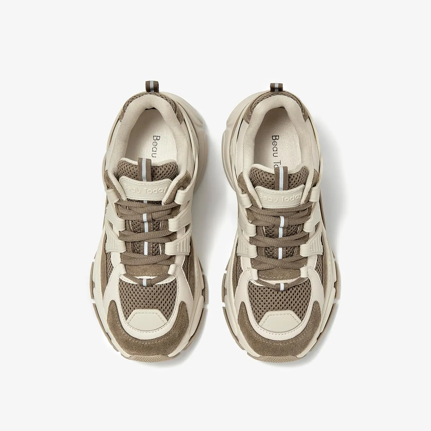 BEAU TODAY Chunky Sneakers for Women, Fashion Platform Sneakers Dad Shoes for Women, Casual Lace-up Walking Shoes