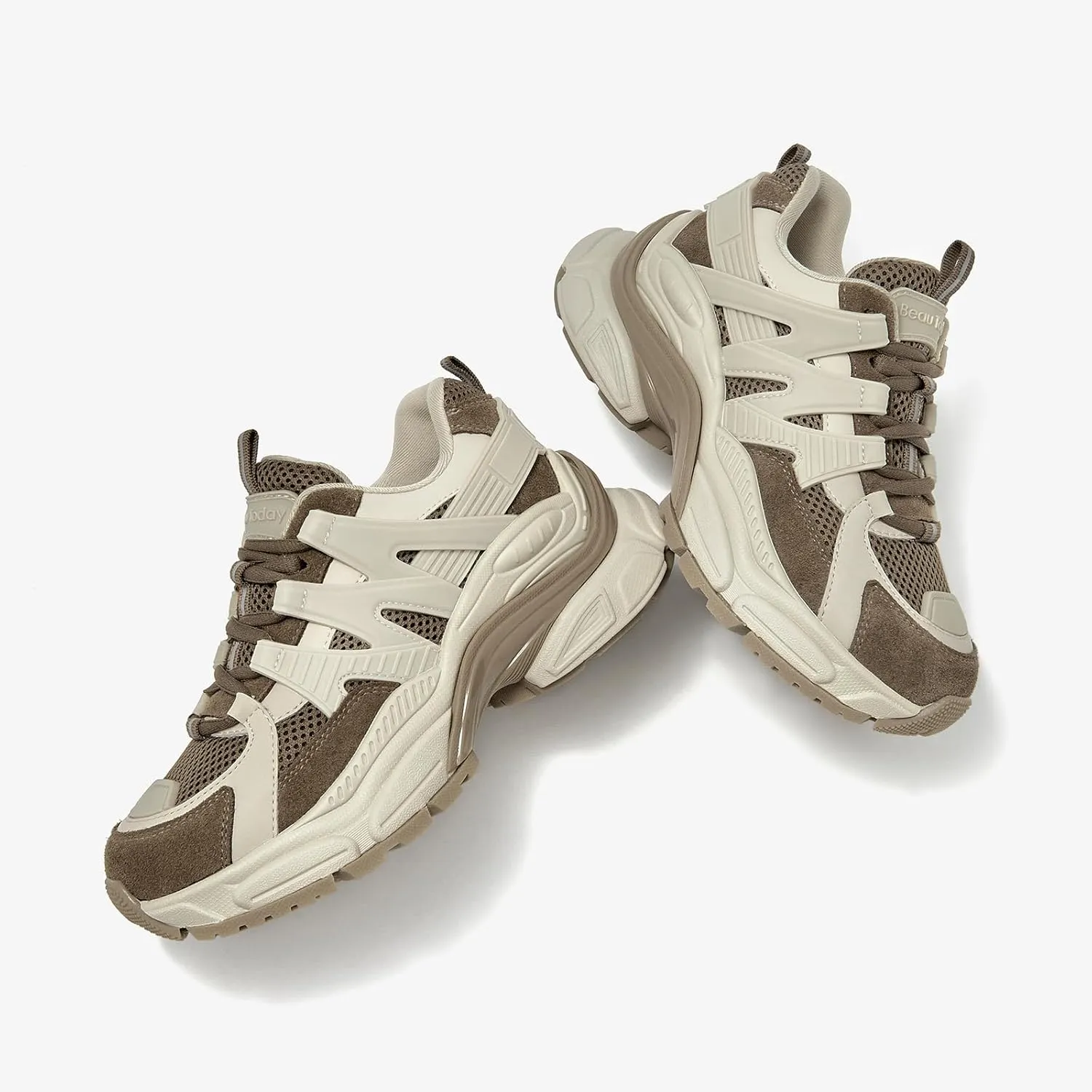 BEAU TODAY Chunky Sneakers for Women, Fashion Platform Sneakers Dad Shoes for Women, Casual Lace-up Walking Shoes