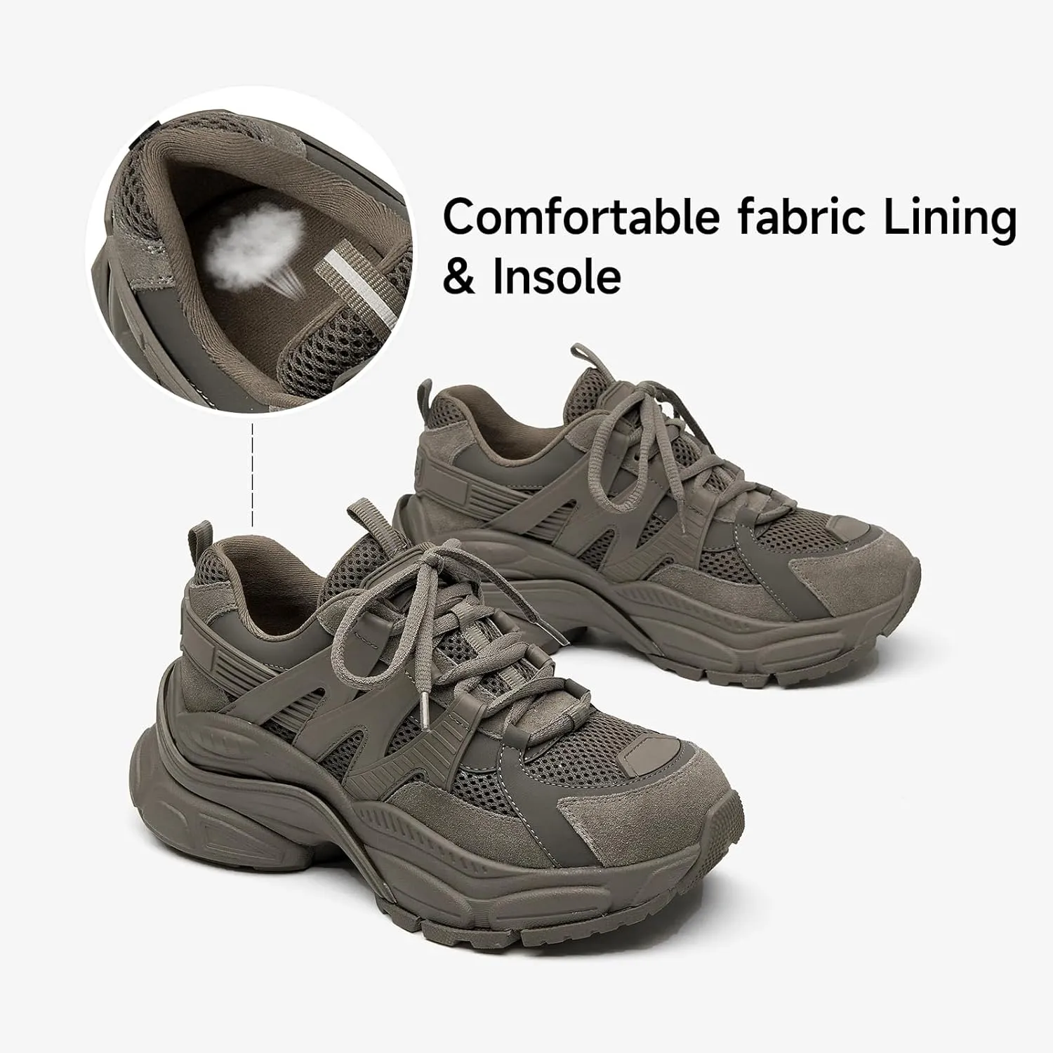 BEAU TODAY Chunky Sneakers for Women, Fashion Platform Sneakers Dad Shoes for Women, Casual Lace-up Walking Shoes