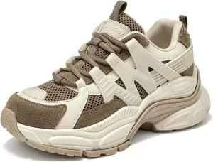 BEAU TODAY Chunky Sneakers for Women, Fashion Platform Sneakers Dad Shoes for Women, Casual Lace-up Walking Shoes
